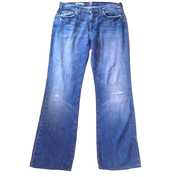 7FAM Organic Cotton Patchwork Distressed Denim - Picture 1 of 8